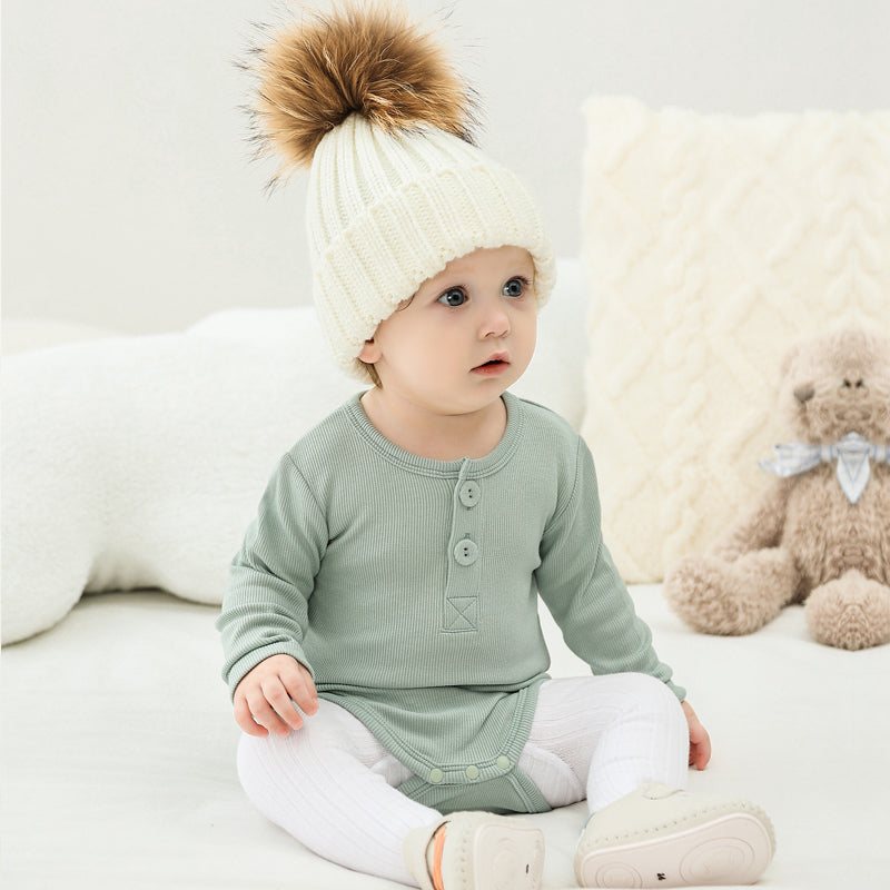 Body bébé manches longues en viscose et coton – Blanc crème - Orange Corail - Beige - Bleu turquoise - Kassyfamily's