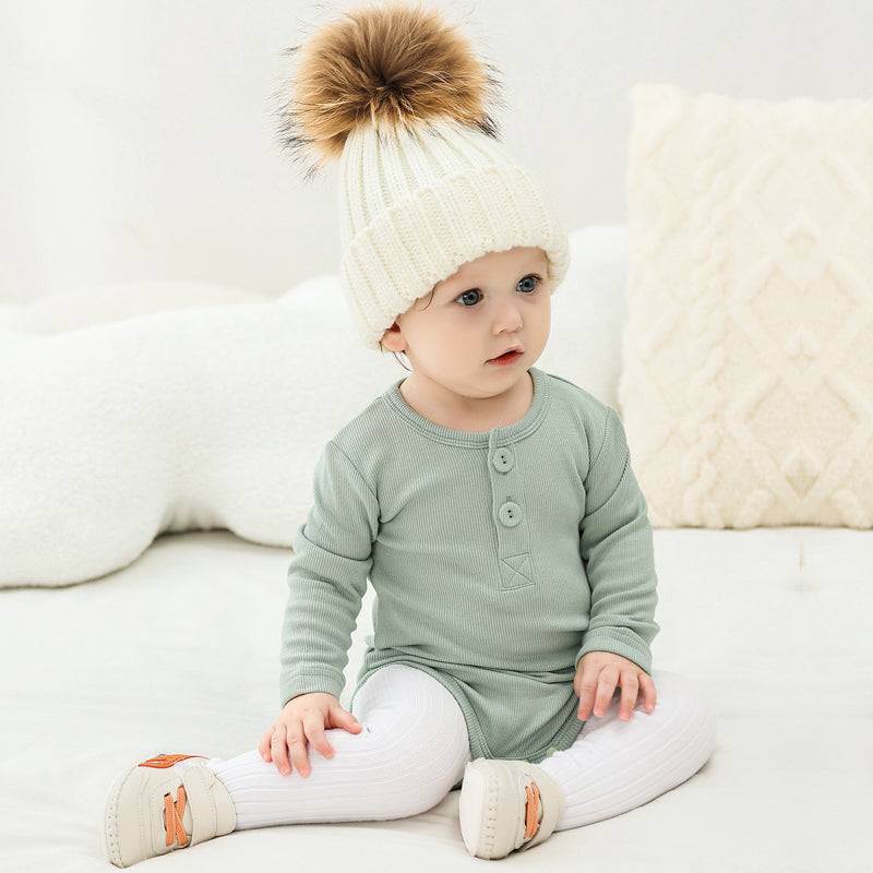 Body bébé manches longues en viscose et coton – Blanc crème - Orange Corail - Beige - Bleu turquoise - Kassyfamily's