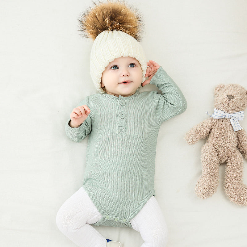 Body bébé manches longues en viscose et coton – Blanc crème - Orange Corail - Beige - Bleu turquoise - Kassyfamily's