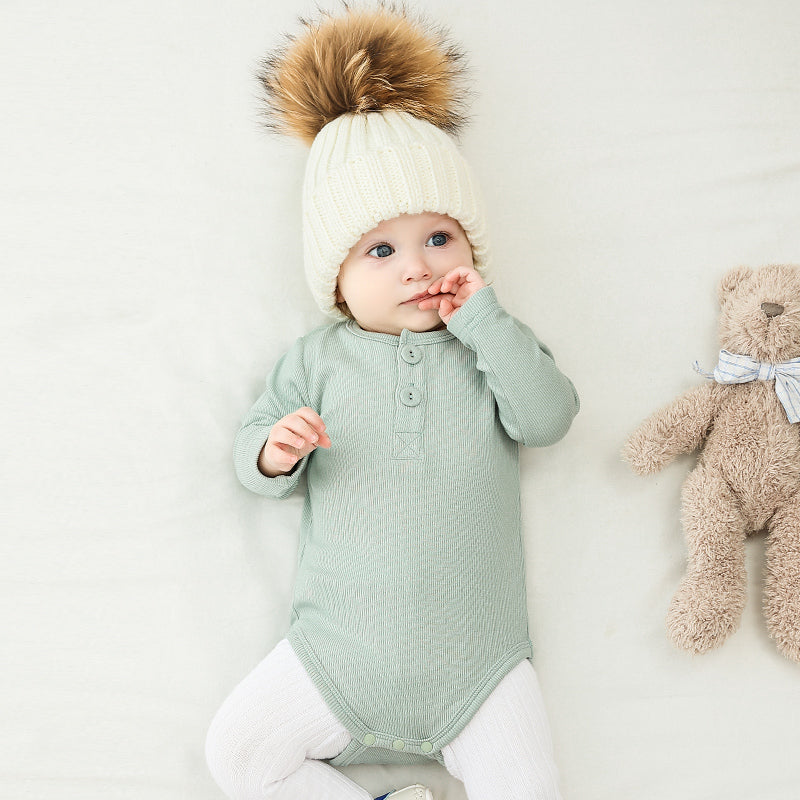 Body bébé manches longues en viscose et coton – Blanc crème - Orange Corail - Beige - Bleu turquoise - Kassyfamily's