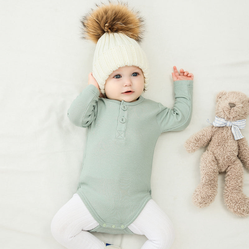 Body bébé manches longues en viscose et coton – Blanc crème - Orange Corail - Beige - Bleu turquoise - Kassyfamily's