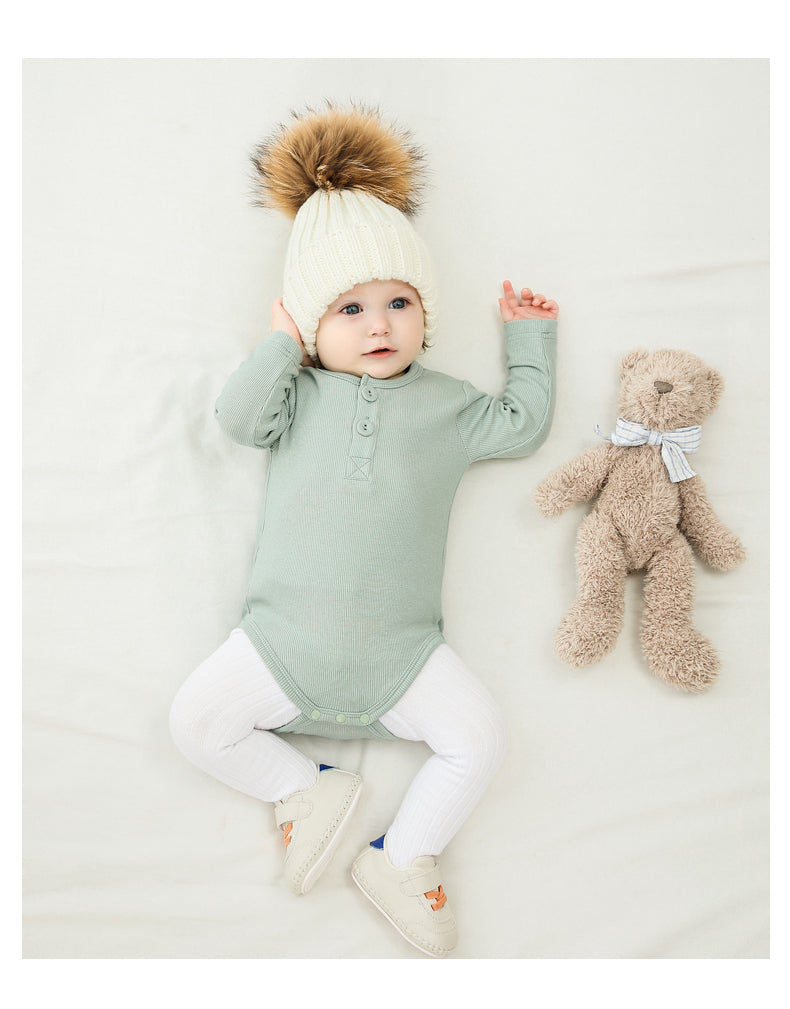 Body bébé manches longues en viscose et coton – Blanc crème - Orange Corail - Beige - Bleu turquoise - Kassyfamily's