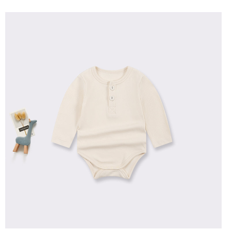 Body bébé manches longues en viscose et coton – Blanc crème - Orange Corail - Beige - Bleu turquoise - Kassyfamily's