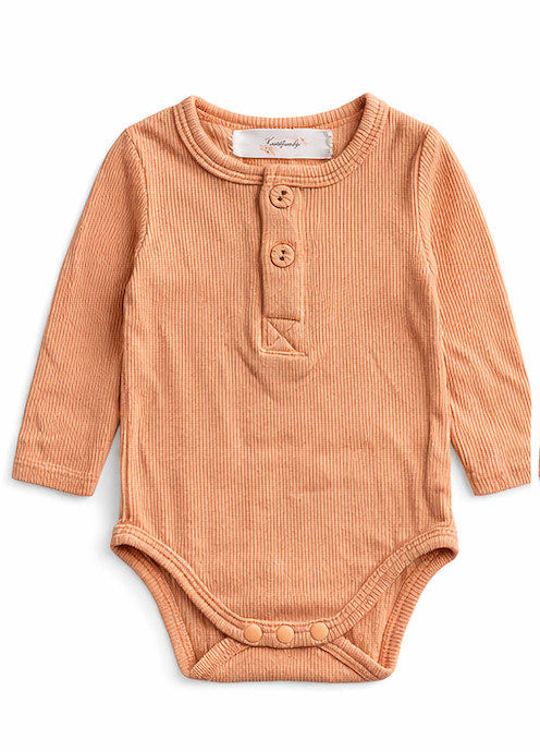 Body bébé manches longues en viscose et coton – Blanc crème - Orange Corail - Beige - Bleu turquoise - Kassyfamily's