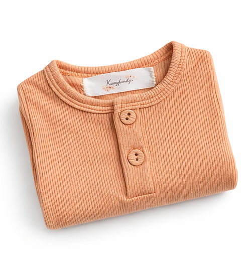 Body bébé manches longues en viscose et coton – Blanc crème - Orange Corail - Beige - Bleu turquoise - Kassyfamily's