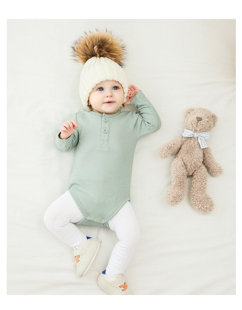 Body bébé manches longues en viscose et coton – Blanc crème - Orange Corail - Beige - Bleu turquoise - Kassyfamily's