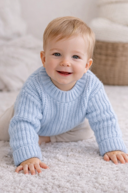Pull bébé et enfant en maille côtelée – Plusieurs coloris 🧶