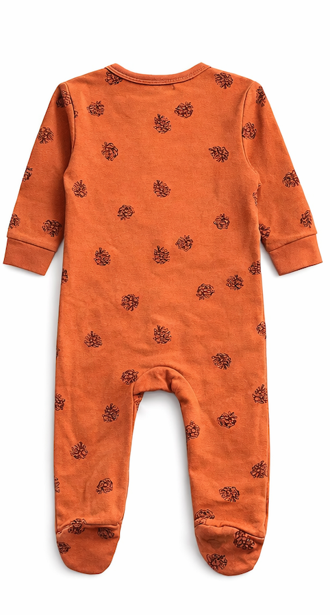 Combinaison bébé zippée à pieds motif pommes de pin – Kassyfamily’s