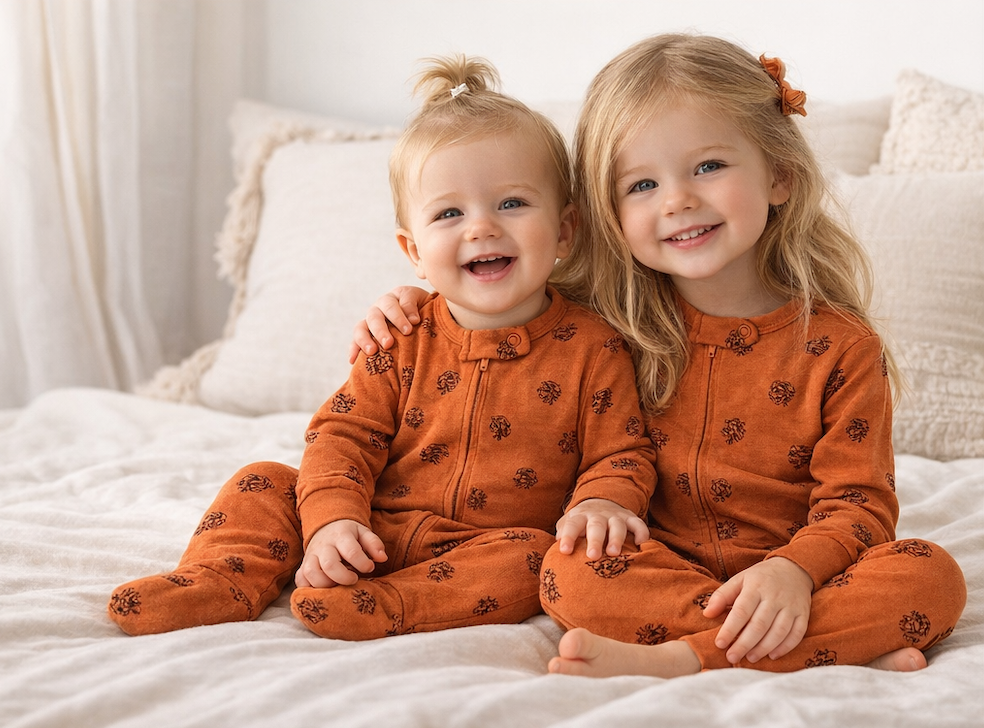 Combinaison bébé zippée à pieds motif pommes de pin – Kassyfamily’s