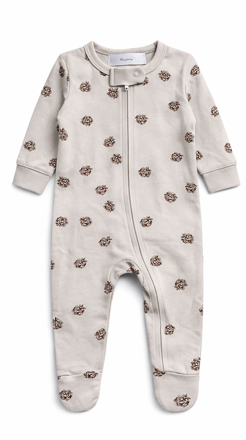 Combinaison bébé zippée à pieds motif pommes de pin – Kassyfamily’s
