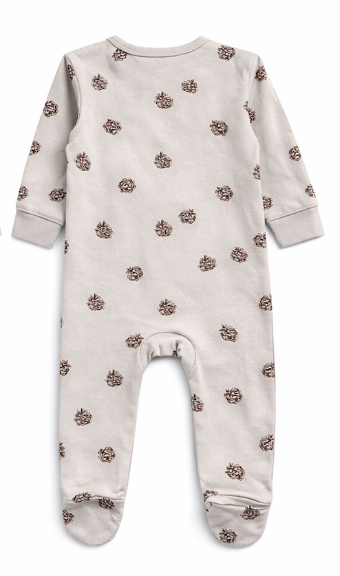 Combinaison bébé zippée à pieds motif pommes de pin – Kassyfamily’s