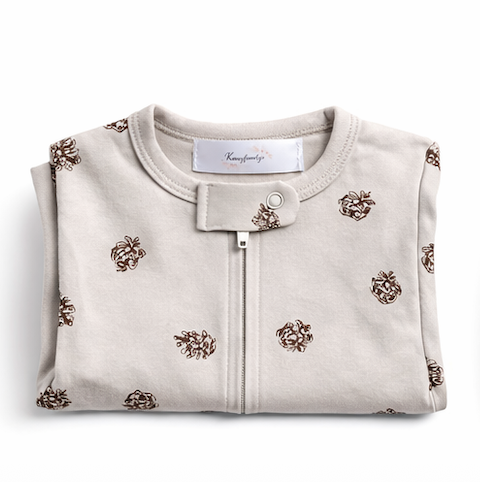 Combinaison bébé zippée à pieds motif pommes de pin – Kassyfamily’s