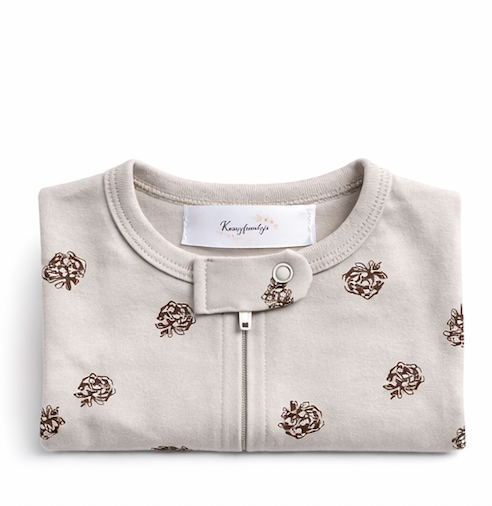 Combinaison bébé zippée à pieds motif pommes de pin – Kassyfamily’s