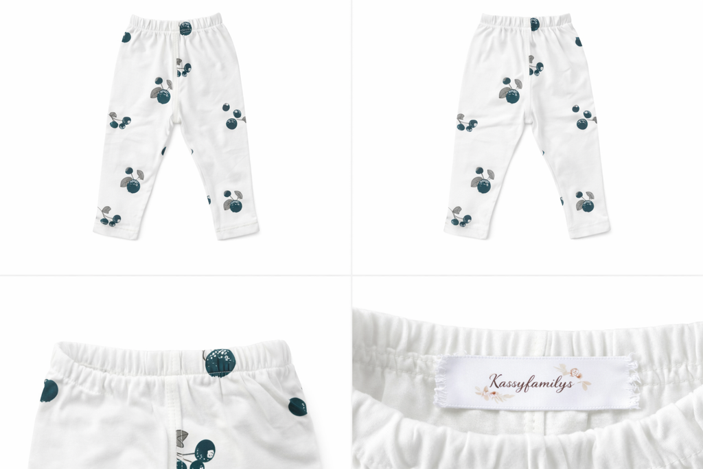 Legging bébé et enfant blanc à motifs fruités – 100 % coton