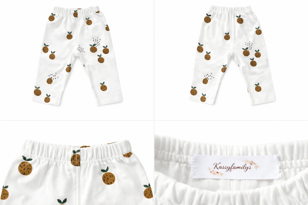 Legging bébé et enfant blanc à motifs fruités – 100 % coton