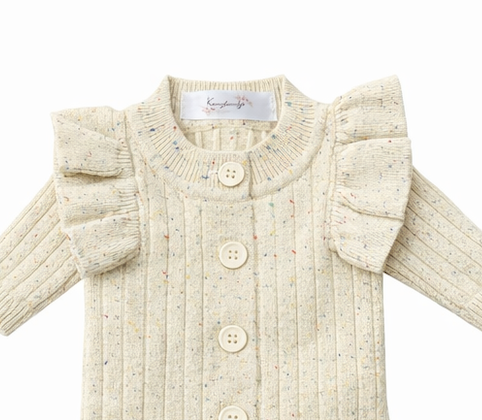 Combinaison bébé fille à volants froufrou blanc crème mouchetée – Kassyfamily’s