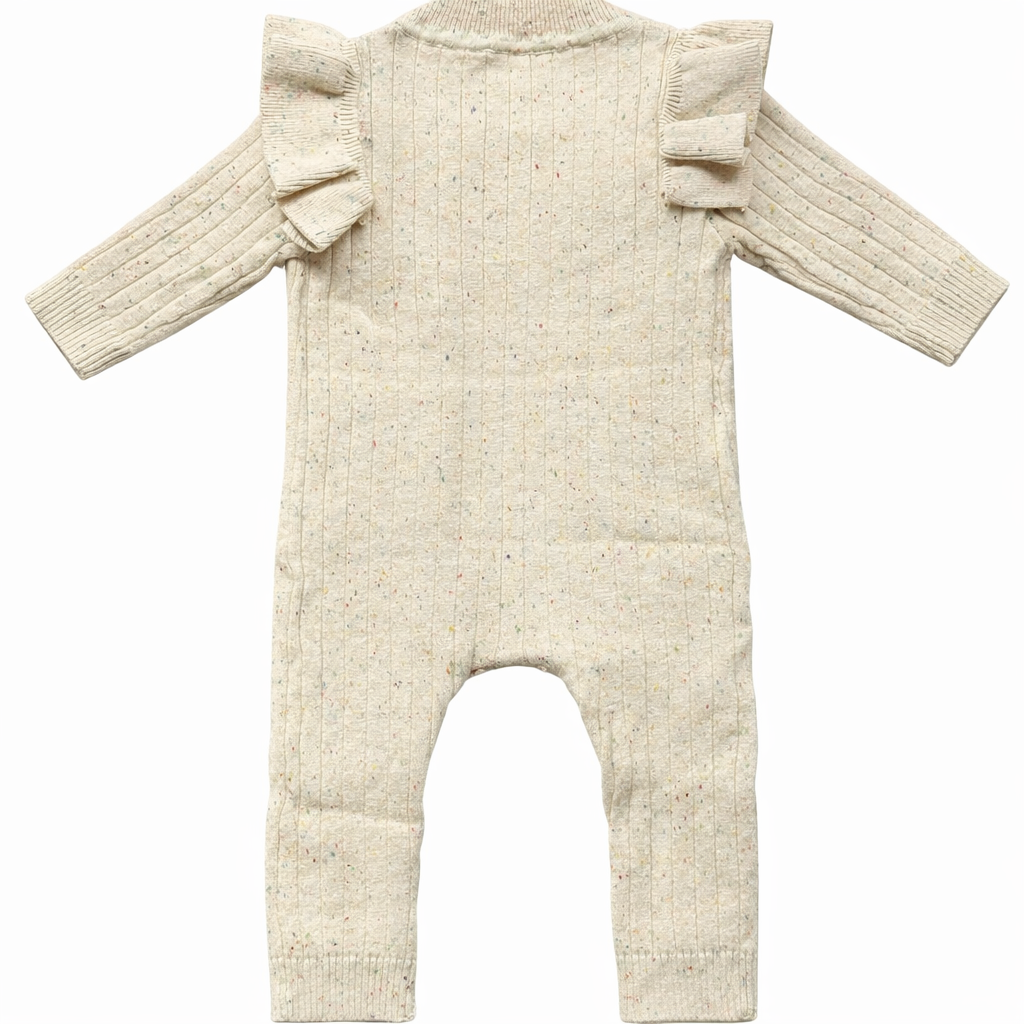 Combinaison bébé fille à volants froufrou blanc crème mouchetée – Kassyfamily’s
