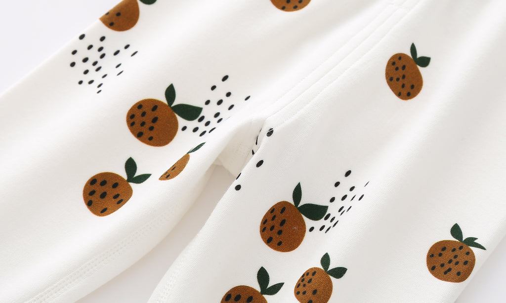 Legging bébé et enfant blanc à motifs fruités – 100 % coton