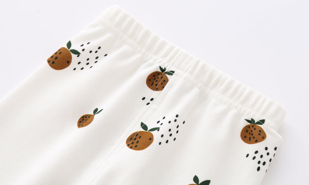 Legging bébé et enfant blanc à motifs fruités – 100 % coton