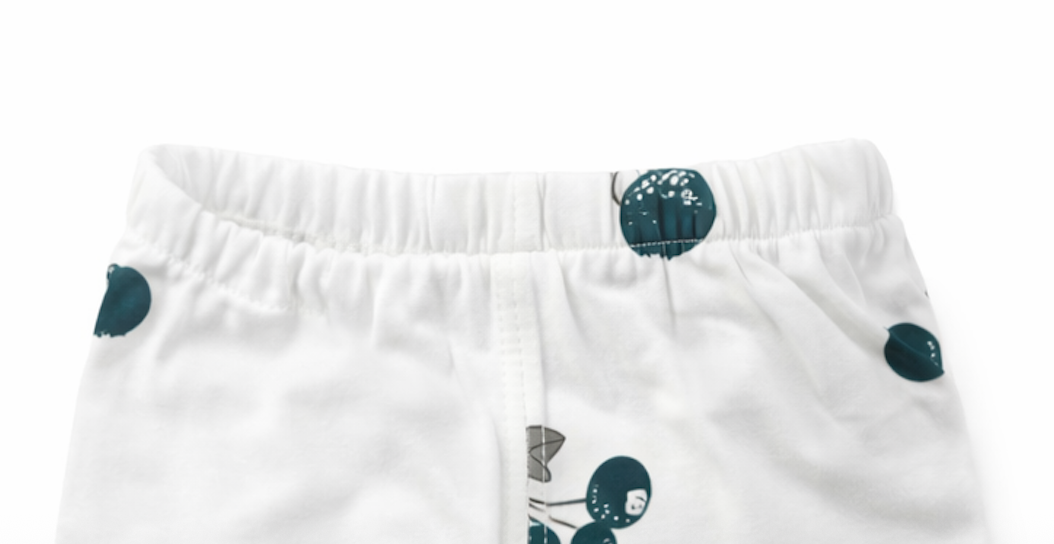Legging bébé et enfant blanc à motifs fruités – 100 % coton