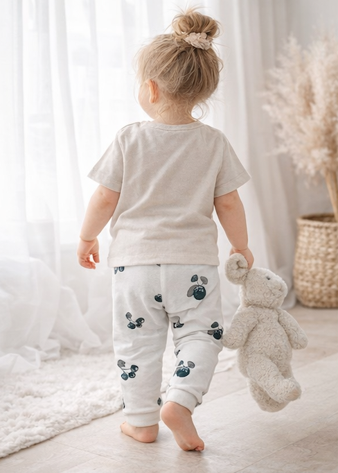 Legging bébé et enfant blanc à motifs fruités – 100 % coton