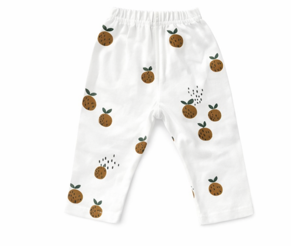 Legging bébé et enfant blanc à motifs fruités – 100 % coton