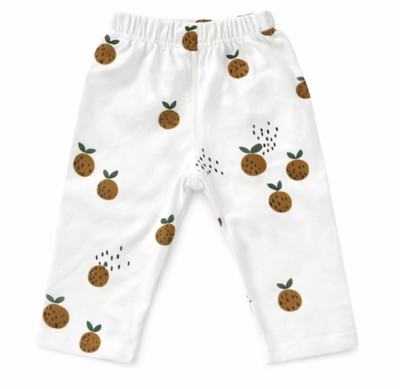 Legging bébé et enfant blanc à motifs fruités – 100 % coton