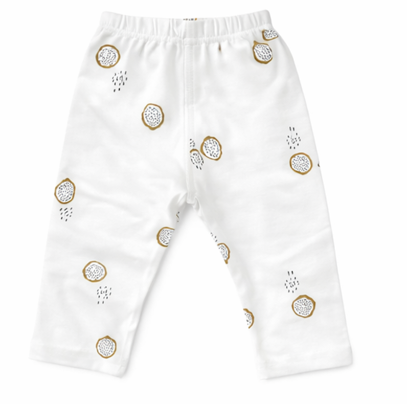 Legging bébé et enfant blanc à motifs fruités – 100 % coton