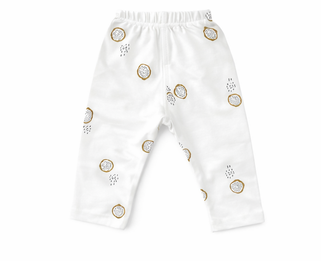 Legging bébé et enfant blanc à motifs fruités – 100 % coton