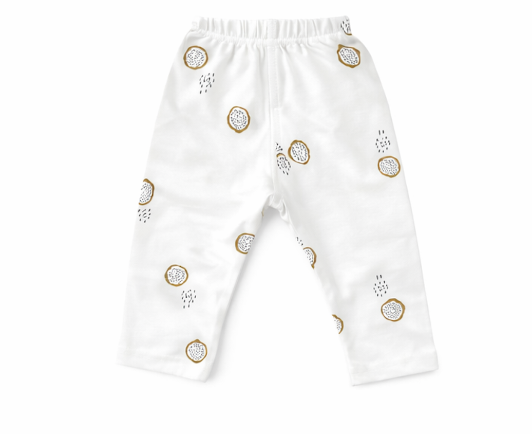 Legging bébé et enfant blanc à motifs fruités – 100 % coton