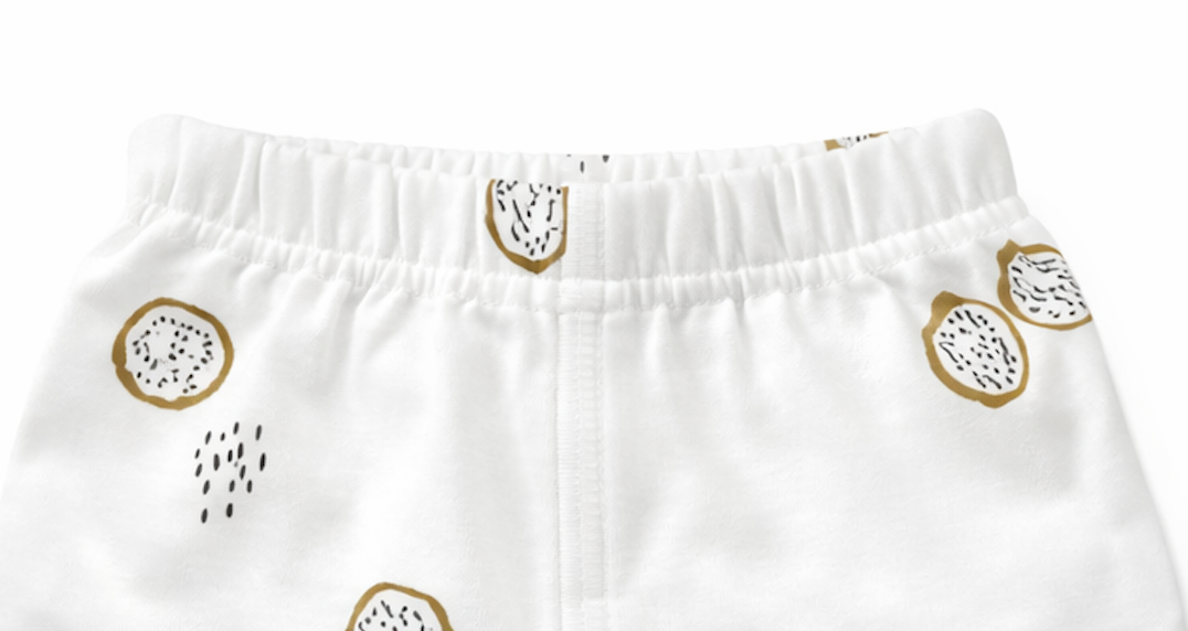 Legging bébé et enfant blanc à motifs fruités – 100 % coton