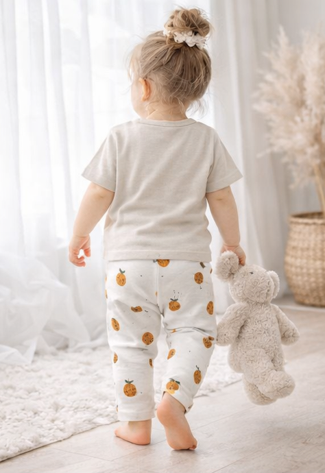 Legging bébé et enfant blanc à motifs fruités – 100 % coton