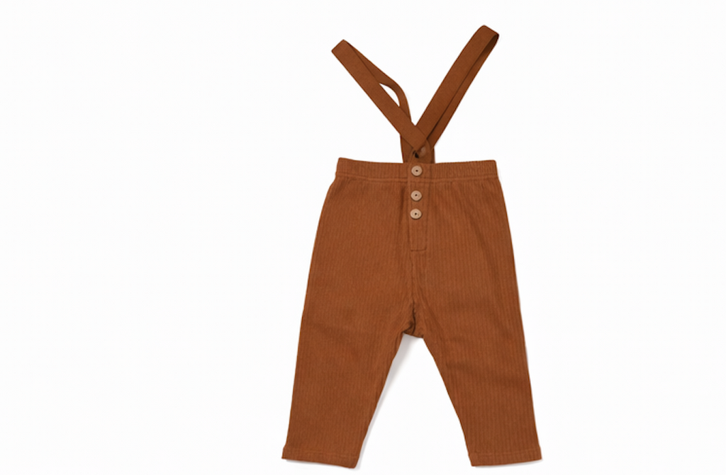 Pantalon salopette bébé côtelé marron à bretelles Kassyfamily's - Style Vintage Taille Élastique