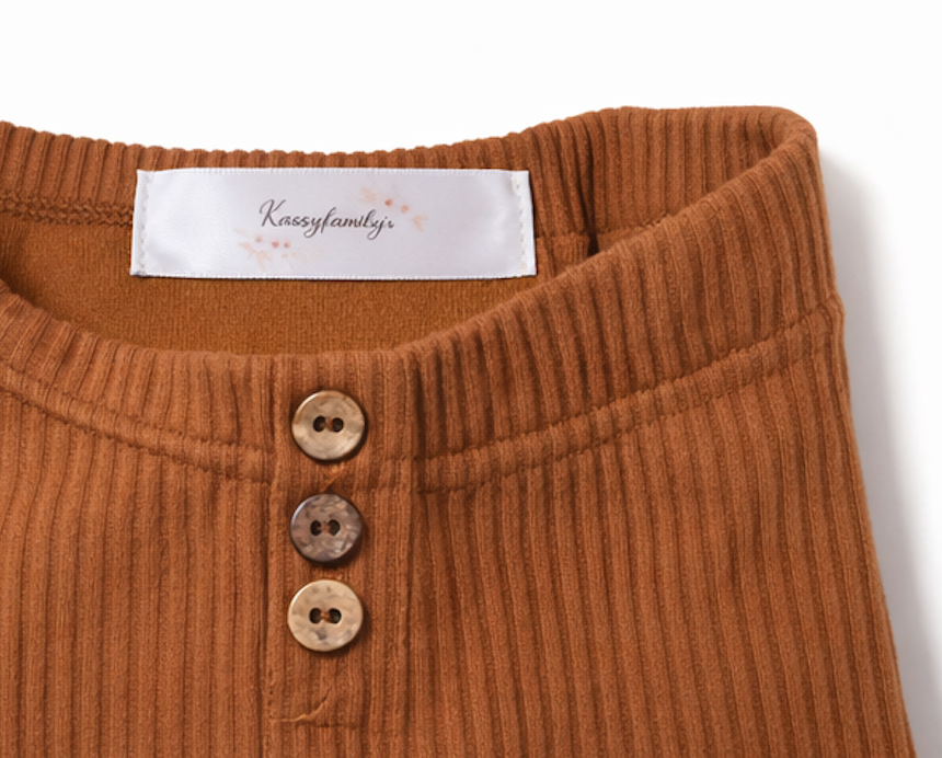 Pantalon salopette bébé côtelé marron à bretelles Kassyfamily's - Style Vintage Taille Élastique