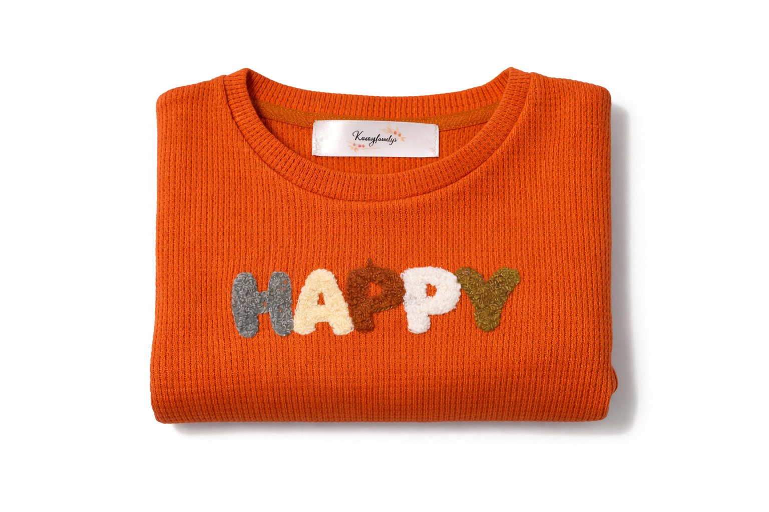 Pull bébé orange « HAPPY » – 100 % coton 🧡