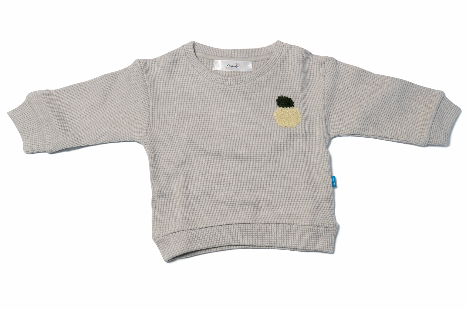 Pull gris clair motif pomme – 100 % coton 🍏