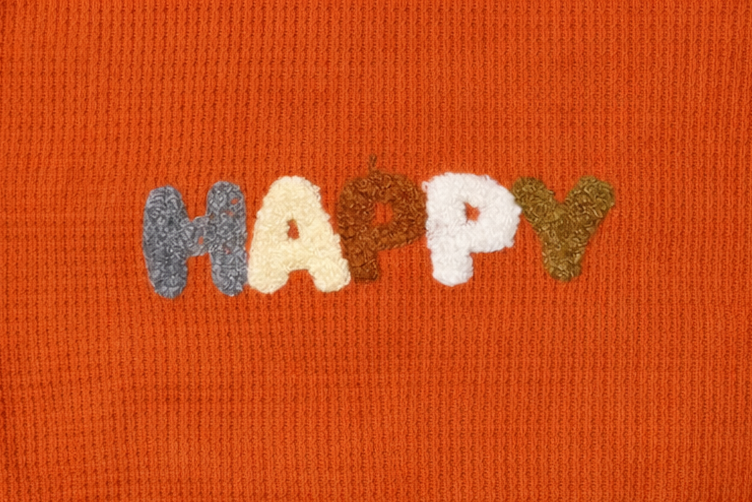 Pull bébé orange « HAPPY » – 100 % coton 🧡