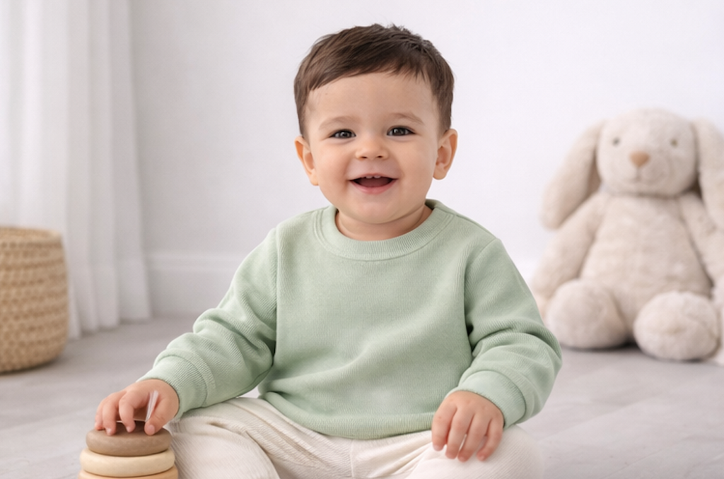 Pull bébé et enfant en coton Kassyfamily’s – Vert, blanc crème , marron - Sweat Enfant Manches Longues -