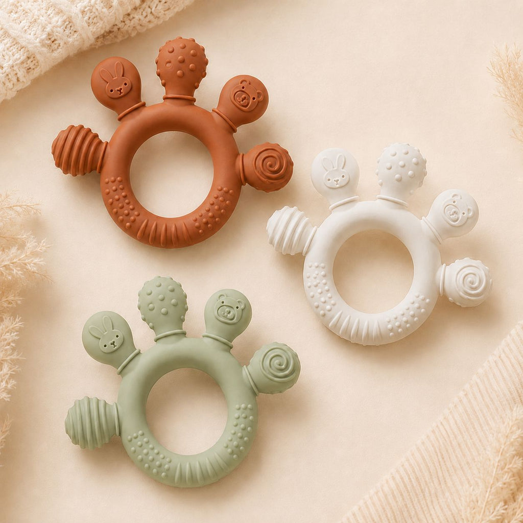 Anneau de dentition rond pour bébé – doux, ludique & facile à attraper Plusieurs colories disponibles - Kassyfamily’s