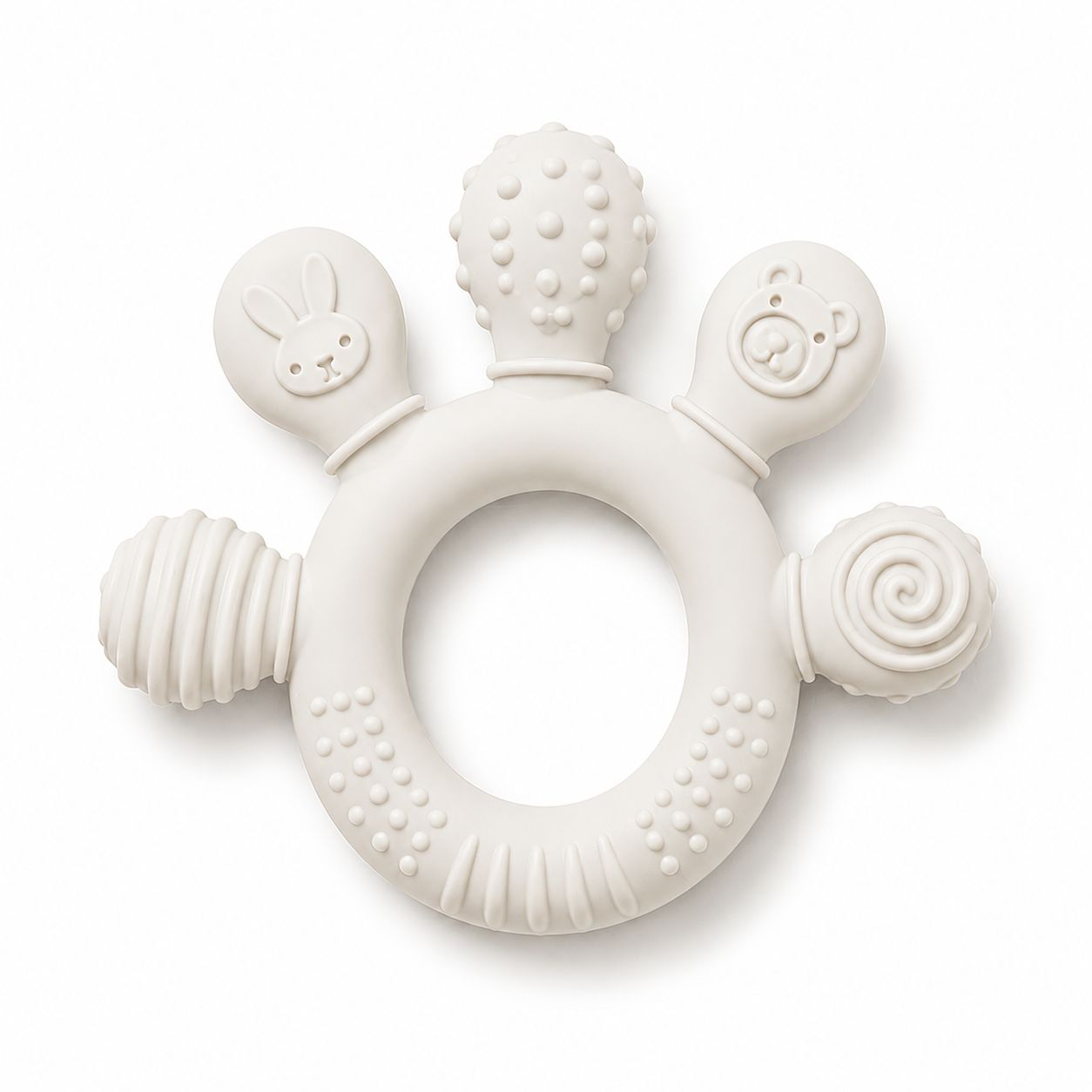 Anneau de dentition rond pour bébé – doux, ludique & facile à attraper Plusieurs colories disponibles - Kassyfamily’s