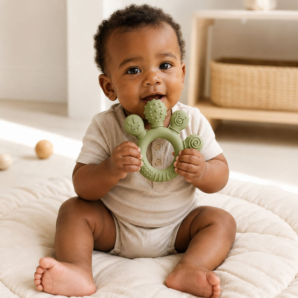 Anneau de dentition rond pour bébé – doux, ludique & facile à attraper Plusieurs colories disponibles - Kassyfamily’s