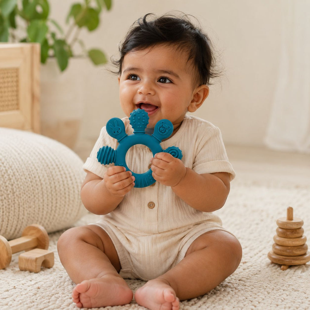 Anneau de dentition rond pour bébé – doux, ludique & facile à attraper Plusieurs colories disponibles - Kassyfamily’s