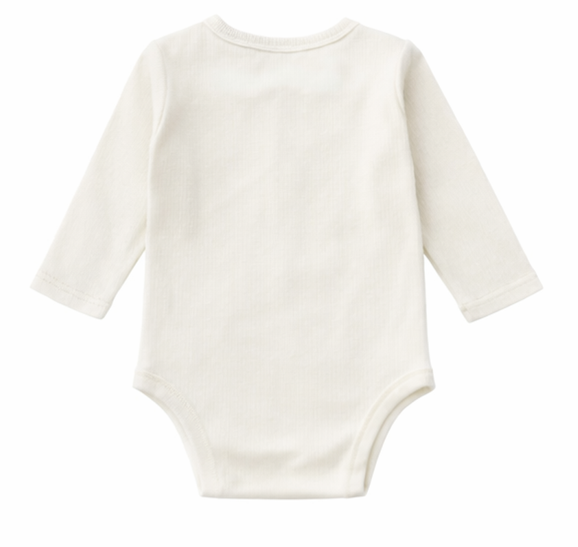 Body bébé manches longues en viscose et coton – Blanc crème - Orange Corail - Beige - Bleu turquoise - Kassyfamily's