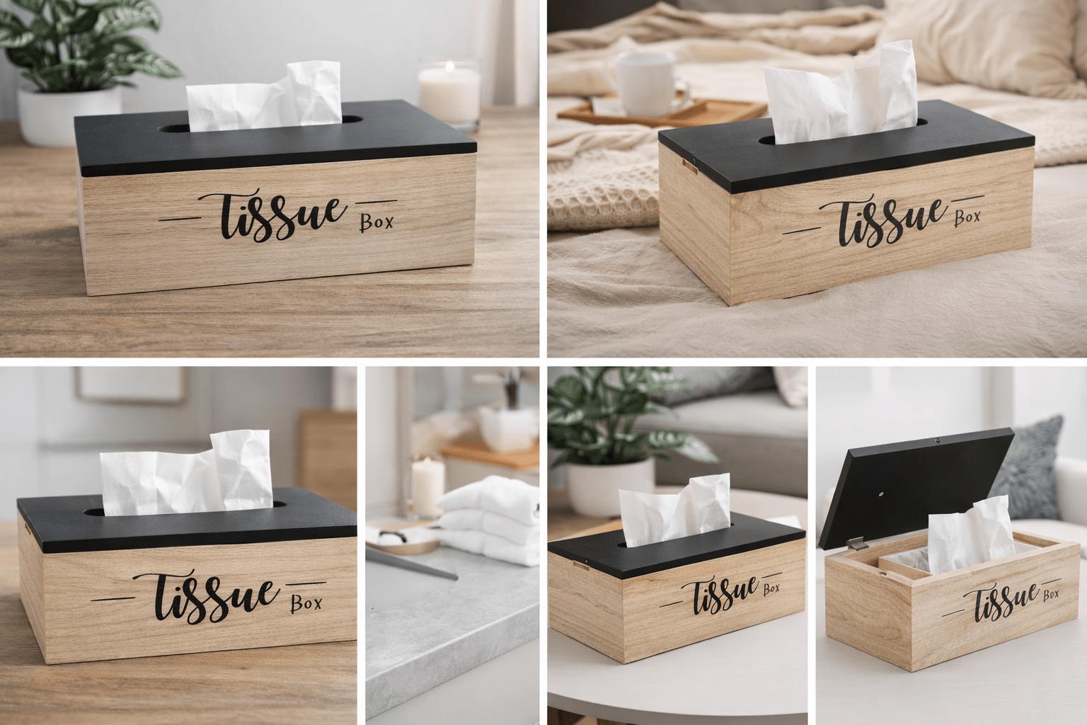 Boîte à mouchoirs en bois et noir - moderne - décoration maison - Kassyfamily’s