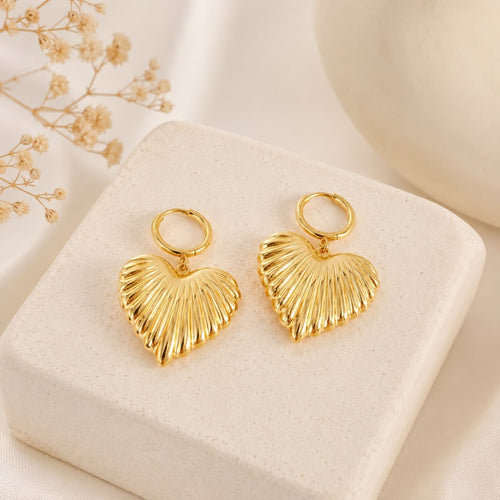 Boucles d'oreilles Coeur doré - Acier Inoxydable - Kassyfamily’s