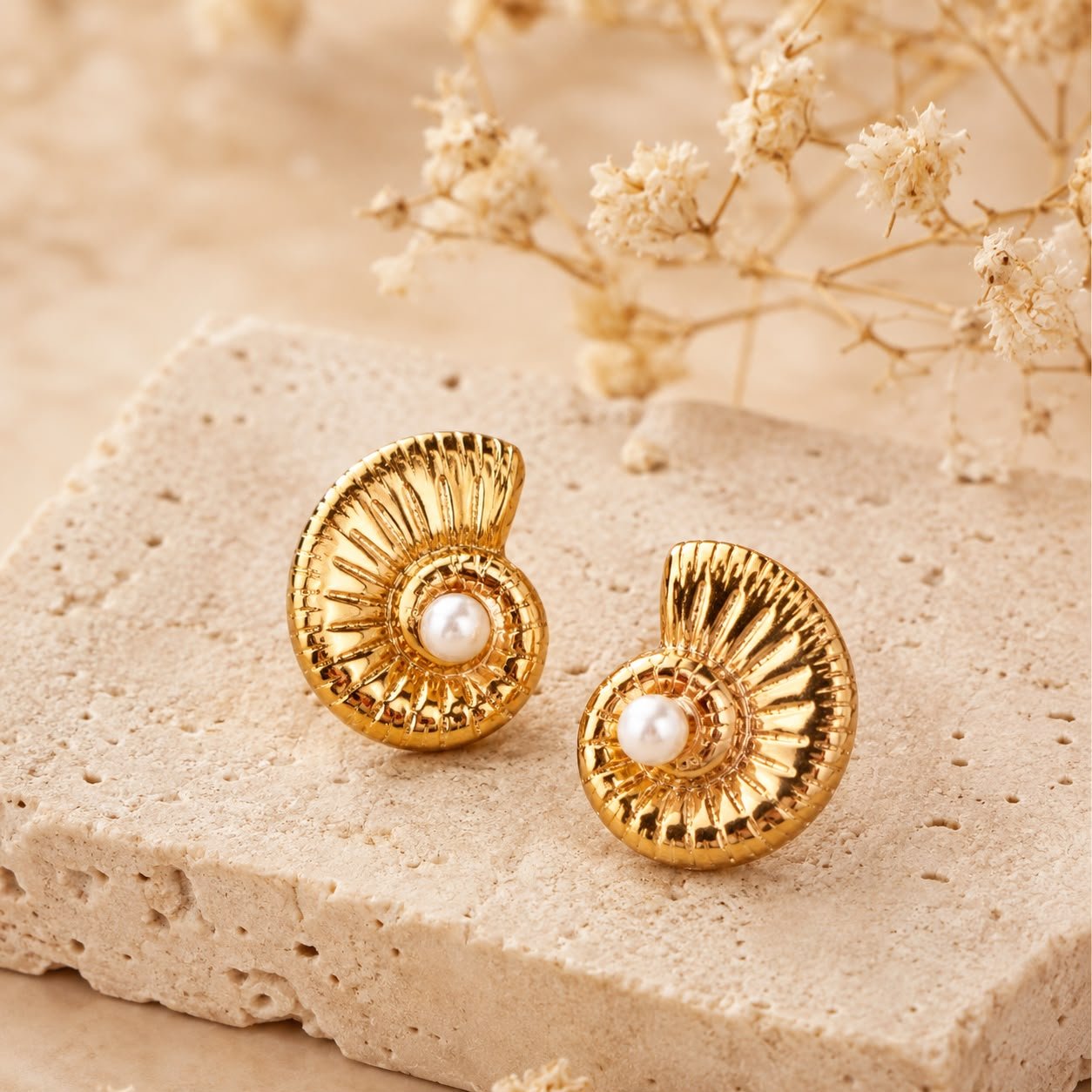 Boucles d’oreilles Coquillage Doré – Acier inoxydable - Kassyfamily’s