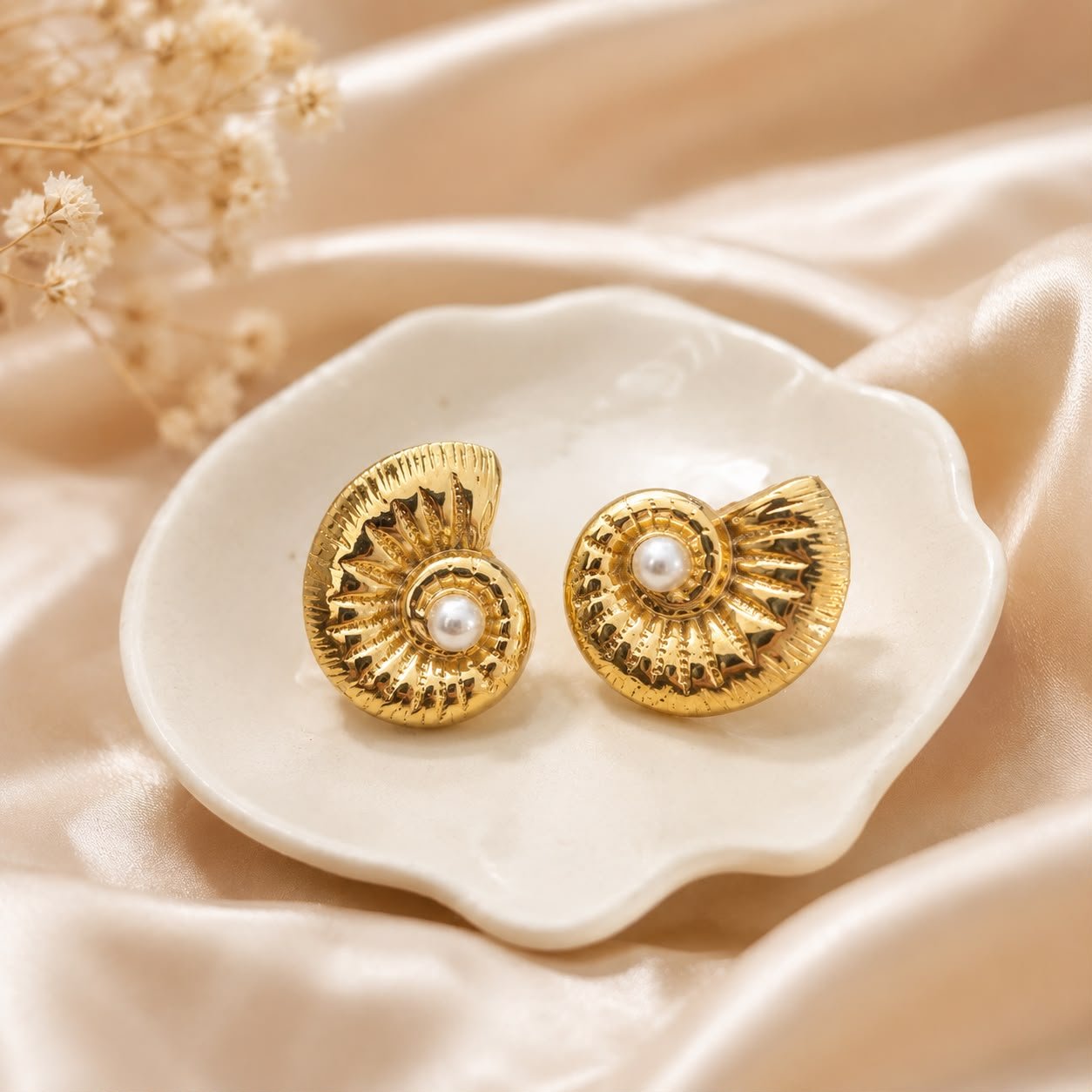 Boucles d’oreilles Coquillage Doré – Acier inoxydable - Kassyfamily’s