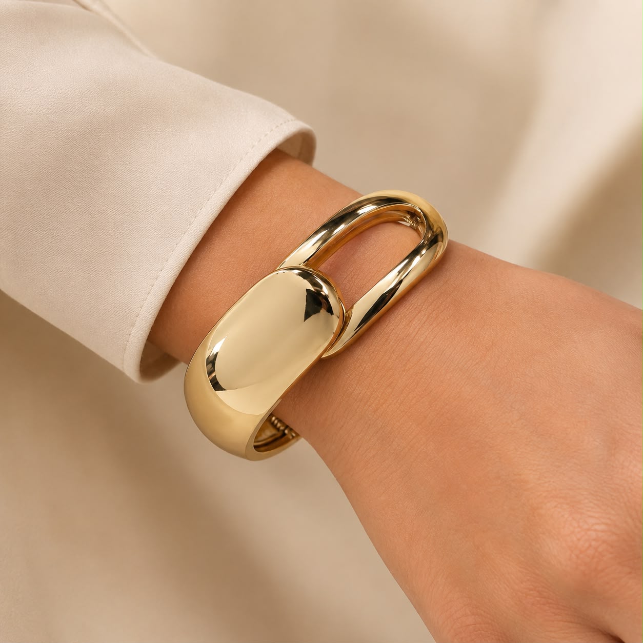 Bracelet Manchette Doré – Acier inoxydable - Kassyfamily’s
