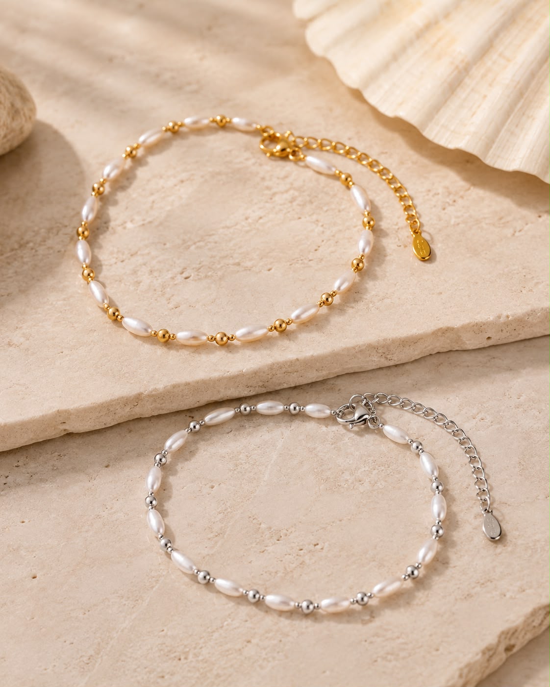 Chaine de cheville félicie - PERLE OR OU PERLE ARGENT - Kassyfamily’s