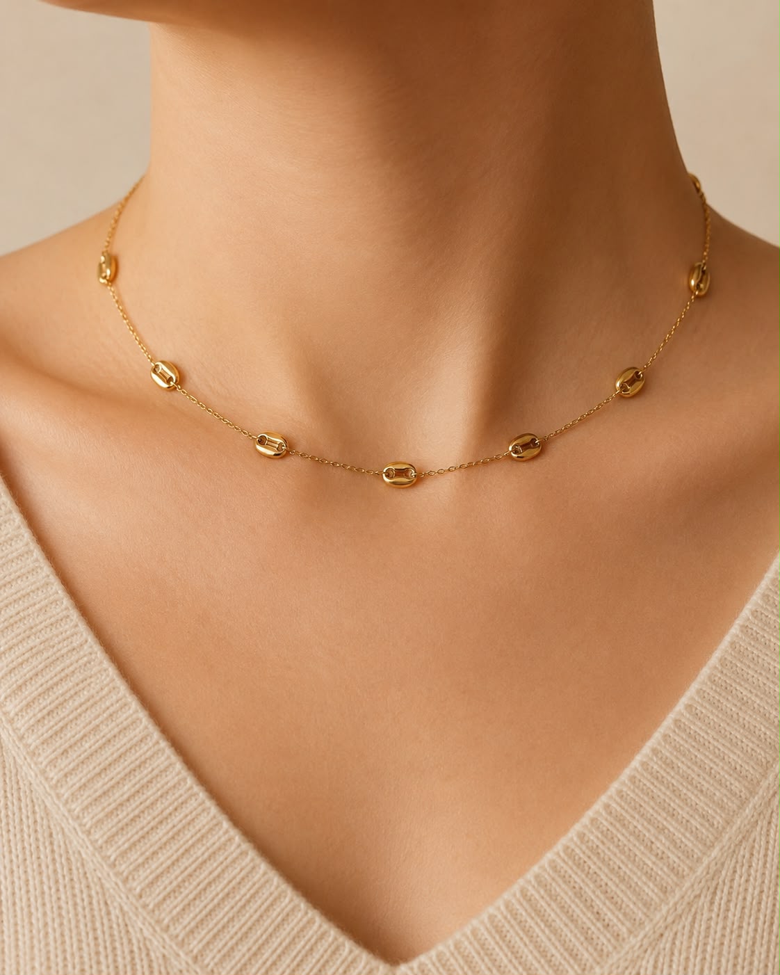 Collier Ras De Cou Doré - Grain De Café - Kassyfamily’s